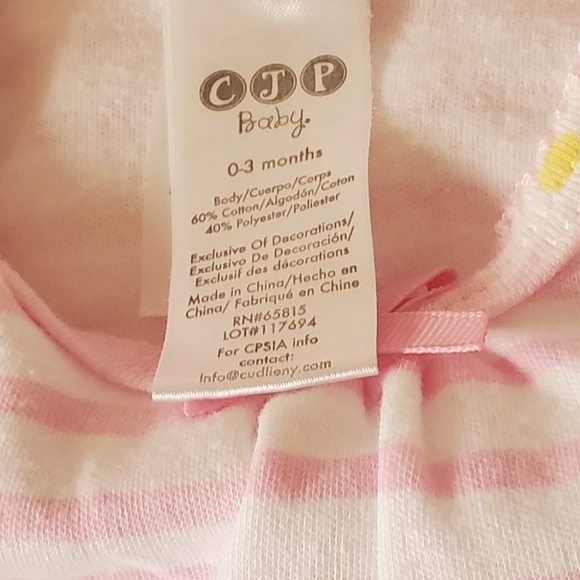 (1)  CJP Baby Brand Shirt, Pants, Hat Outfit 0-3 mths - Picture 3 of 12